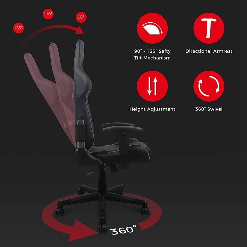 DXRacer Prince Series P132 Gaming Chair, 1D Armrests with Soft Surface, Black