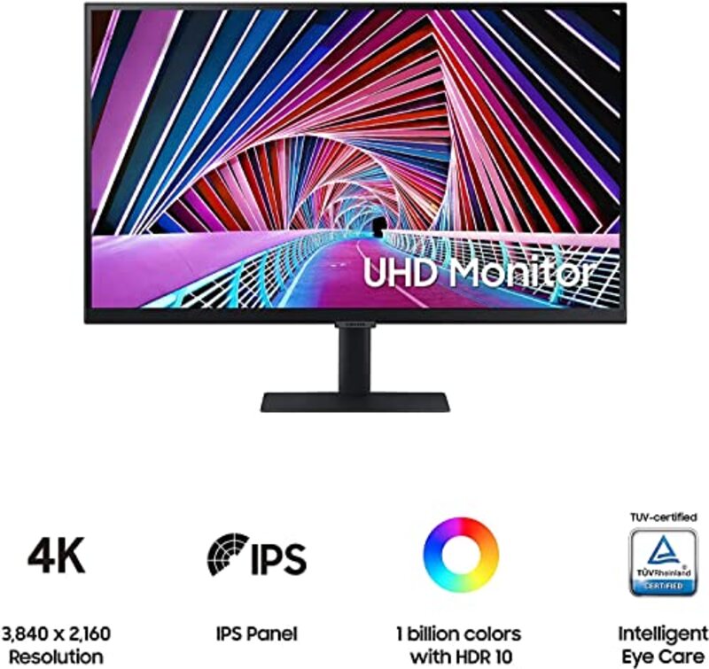Samsung 27 Inch 4K Multi Display UHD LED Monitor with HDR10, IPS Panel, Borderless Design, 60Hz, LS27A700NWMXUE, Black