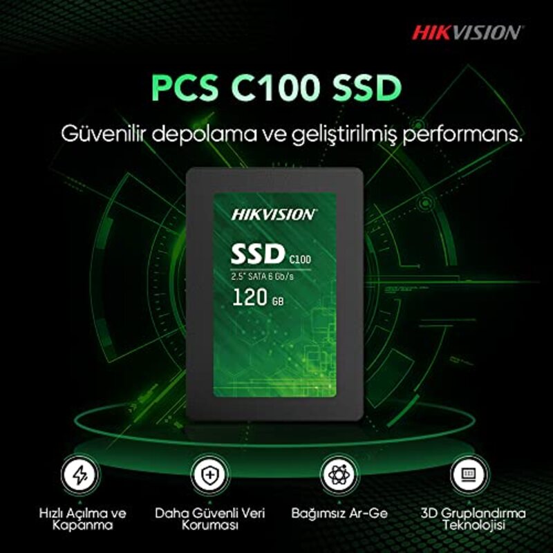 Hikvision 120GB 2.5 Inch Internal SATA 6GB/S (-C100/120G, 2.5in) SSD, Multicolour