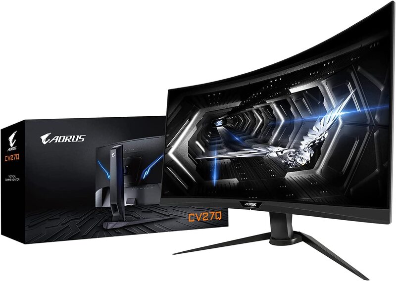 Gigabyte 27 Inch Aorus Curved VA QHD Gaming Monitor, CV27Q, Black