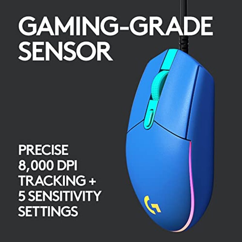 Logitech G203 Wired Gaming Mouse, Blue