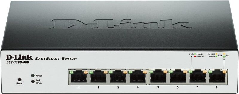 D-Link Easy Smart 8 Pt PoE Gig Switch, Black