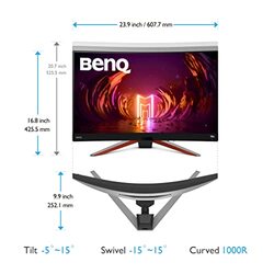 BenQ 27-inch Mobiuz 2K QHD HDRI 1000R Curved Gaming Monitor, 165Hz, EX2710R, Grey
