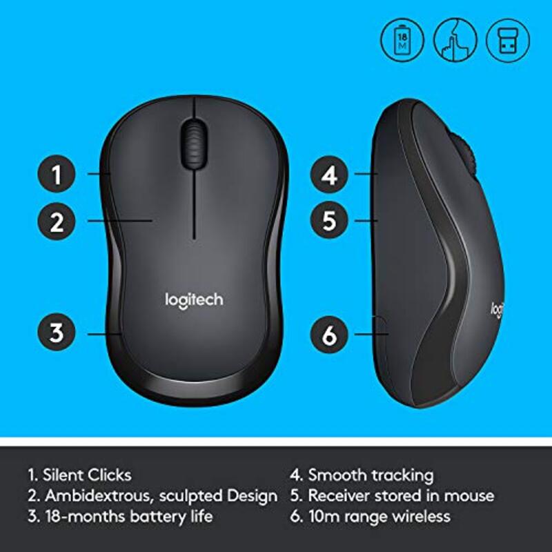 Logitech M220 Wireless Optical Mouse, 910-004885, Black