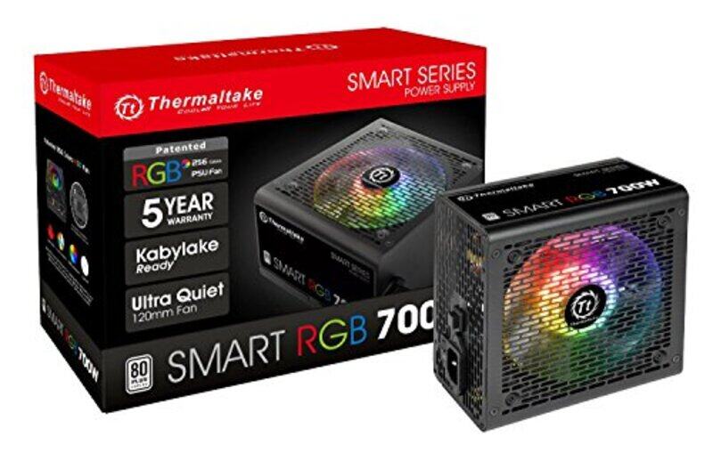 

Thermaltake Smart RGB 700W 80+ 256-Color RGB Fan, PS-SPR-0700NHFAWU-1, Black