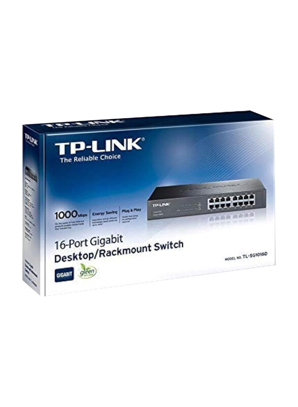 

TP-Link 16-Port Gigabit Desktop Rackmount Switch, TL-SG1016D, Black