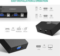 UGREEN USB KVM Switch Box 2 Port VGA Video Sharing Adapter 2 IN 1 OUT Manual Switcher with USB Cables for Computer, PC, Laptop, Desktop, Monitor, Printer, Keyboard, Mouse Control 30357