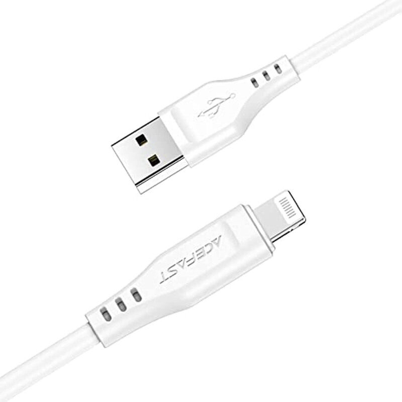 

Acefast 1.2-Meter Charging Data Cable, USB Type A to Lightning for Smartphones/Tablets, White