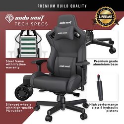 Anda Seat Adjustable Swivel Gaming Chair, Black