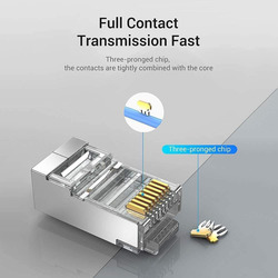 Vention Cat7 RJ45 Ethernet Connector with Nickel-Plated Shielded, 50 Pieces, Silver