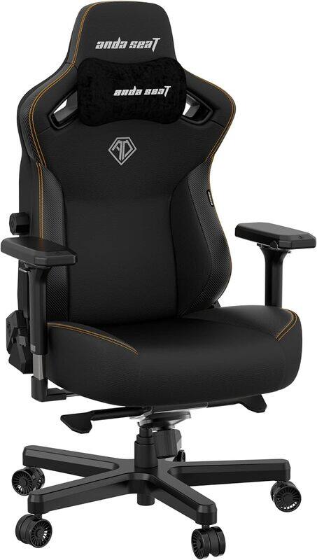 AndaSeat Kaiser 3 Series Premium Ergonomic GamingOffice Chair, Premium PVC Leather, XL Size Enlarged, Heavy-duty Aluminum Wheel Base, 65MM PU Covered Wheels, ELEGANT BLACK  AD12YDC-XL-01-B-PVC