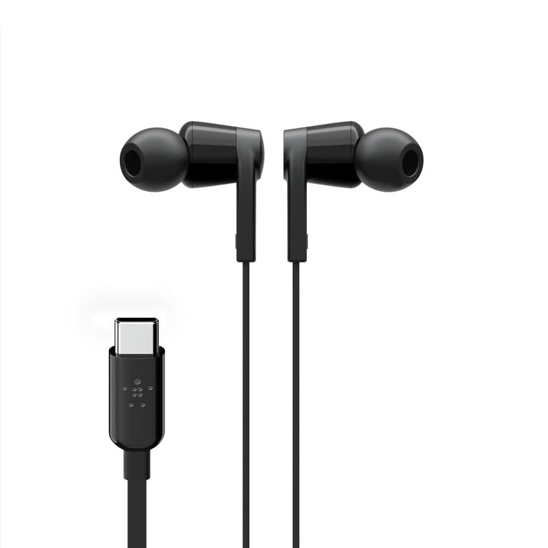 Belkin Sound USB Type C Wired In-Ear Headphones with Mic, Black
