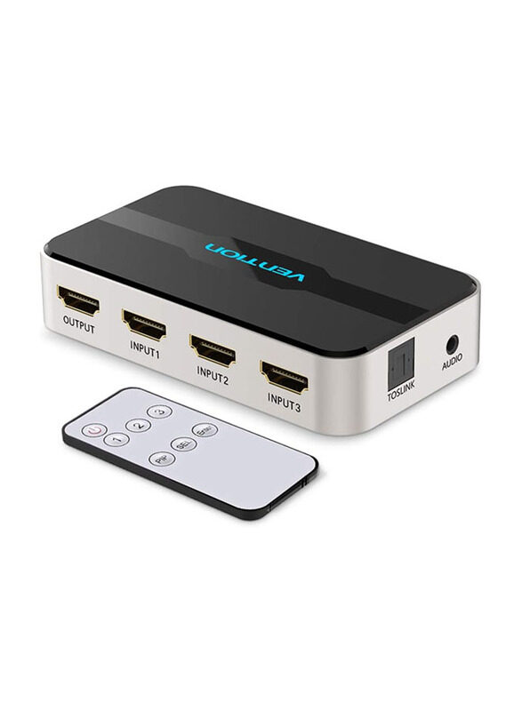 

Vention Hdmi Switcher 4k 2k 1080p 3d Ir Remote Control, Black/White