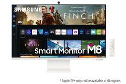 Samsung 32 inch K Smart Monitor Smart Hub for TV Streaming & Catch Up Apps, LS32BM801UUXXU, White