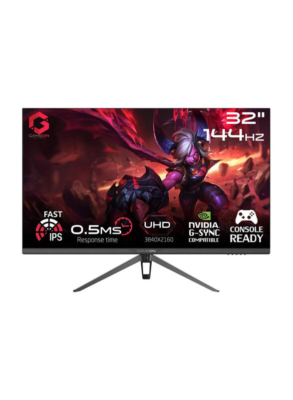 

Gameon 32 Inch Pro Series 4K UHD Gaming Monitor with Tilt Adjustable Stand, GOP32UHD144IPS, Black