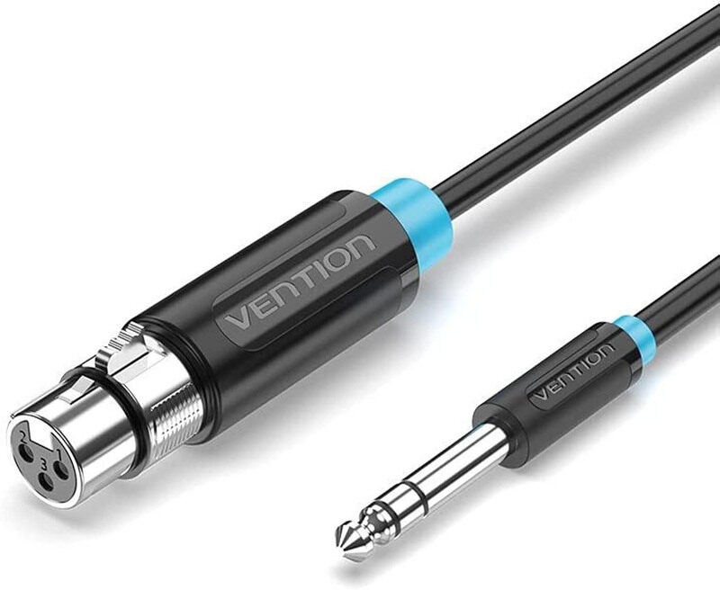 

Vention 5-Meters 3-Pin XLR Cable, 6.5 mm Jack to 3-Pin XLR for Microphone, Black