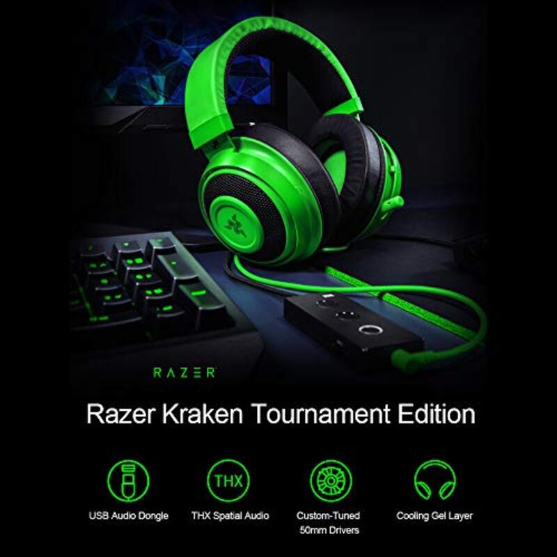 Razer Wired Kraken Tournament Edition Gaming Headset with Mic, Green