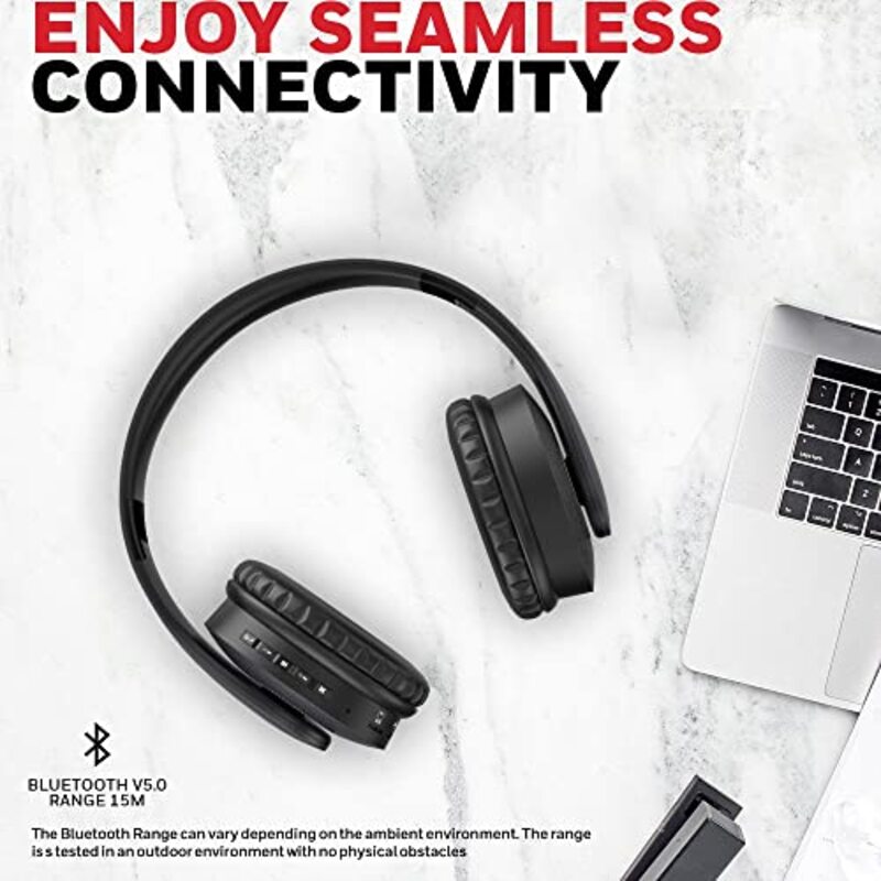 Honeywell Suono P20 Wireless / Bluetooth 5.0 Over-Ear Headphones with Mic, Charcoal Grey