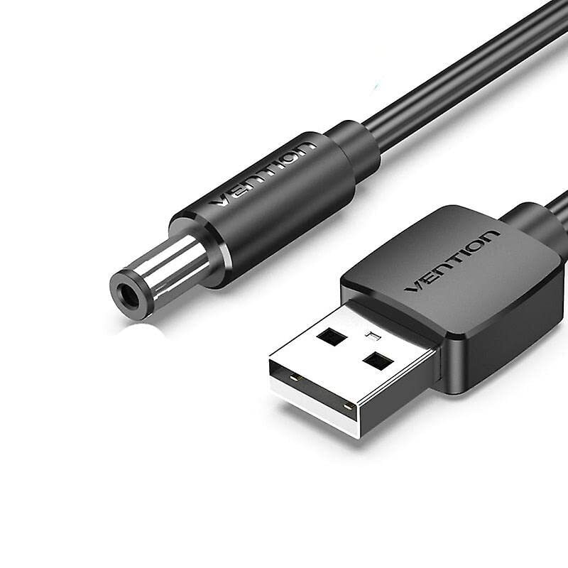 Vention 1-Meter Charging Cable, USB Type A to 3.5mm Female Jack for USB HUB, TV box, Table Lamp, Mini-Speaker, Black