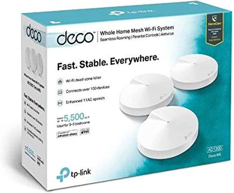 TP-Link Deco M5 AC1300 Home Mesh Wi-Fi System, Pack of 3, White
