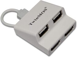 TwinMOS 4 Ports USB2.0 HUB, White