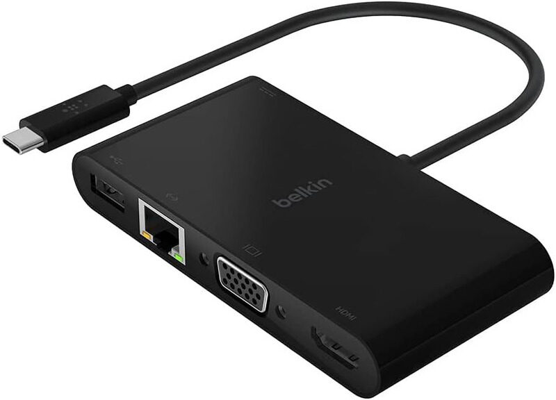 

N/a Belkin USB-C Multimedia Adapter Hub with VGA for MacBook/Pro/iPad Pro/Surface Pro/Chromebook, AVC004btBK, Black