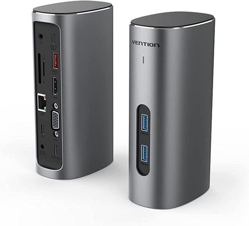 

N/a Vention 12-in-1 PD Vertical Hub Docking Station for USB Flash Drives/Keyboards/Hard Disk Drive, TPJH0, Dark Grey