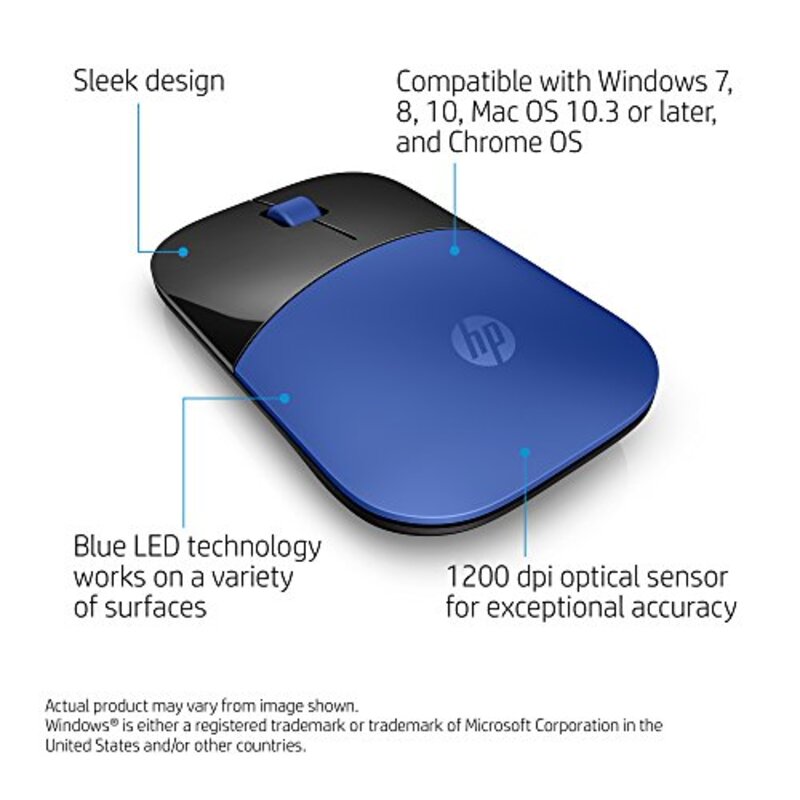 HP Z3700 Wireless Optical Mouse, V0L81AA#ABL, Blue