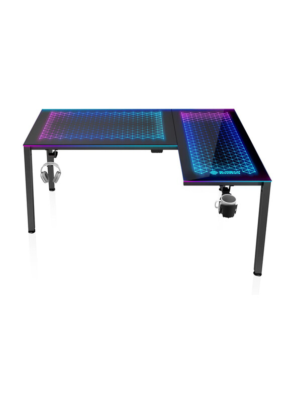 

Unspecified Eureka Ergonomic Glass Gaming Table With Led, Black