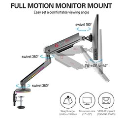 Gameon Go 2168 Pro V2 Single Monitor 17-32 Inch Arm Stand & Mount, Space Grey