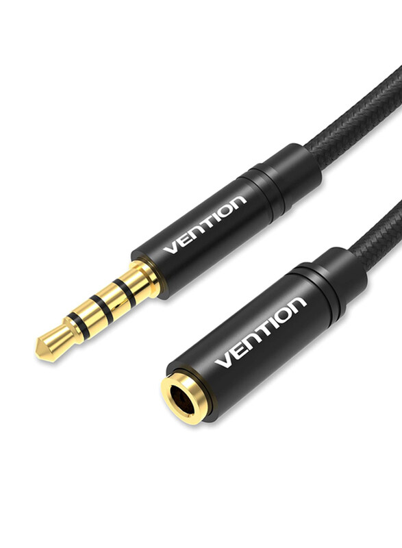 

Vention 1-Meter Audio Mic Extension Cable, 4 Pole 3.5mm to 3.5mm for Headset/TV, Black