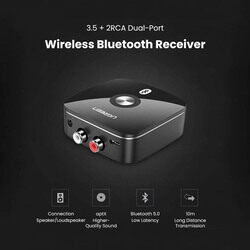 Ugreen Wireless Bluetooth Audio Receiver 5.1 with 3.5mm and 2RCA Adapter, Black