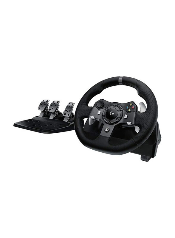 

Multiple Logitech G920 Driving Force Racing Wheel and Stainless Steel Floor Pedals for Xbox Series X/S/Xbox One/PC/Mac, 941-000124, Black