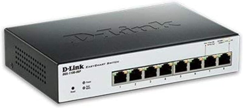 D-Link Easy Smart 8 Pt PoE Gig Switch, Black