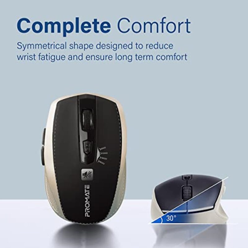 Promate Breeze Wireless Optical Mouse, Gold