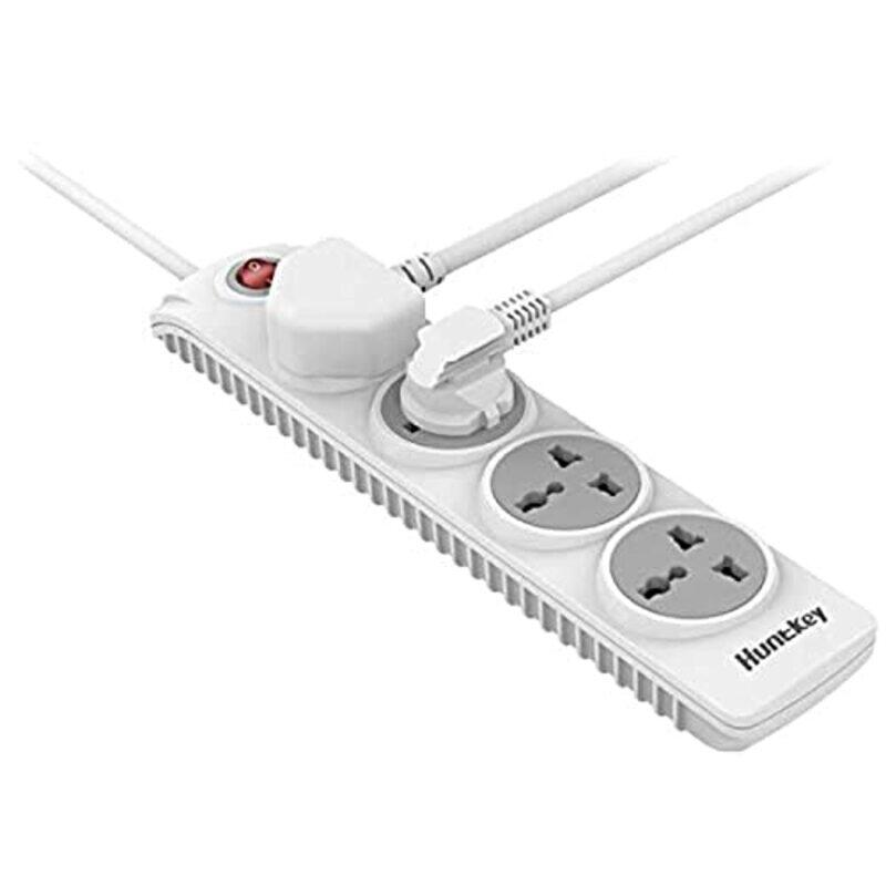 Huntkey 1.8-Meter 4-Outlet Power Extension Smart Surge Protector Power Strip With Safety Switch, Child Protection, Szn 401, White