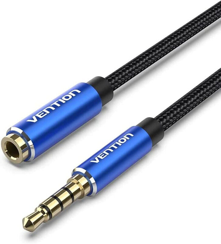 

Vention 0.5-Meters Headphone Extension Nylon Braided Cable, 3.5mm to 3.5mm Audio Mic Extension Cable for Headset/TV/Laptop, Blue