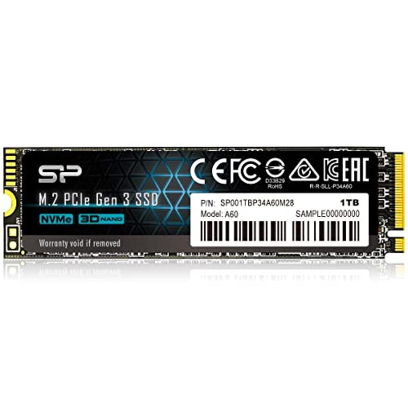 Silicon Power 256GB P34A60 NVMe PCIe SSD, 3D TLC NAND with SLC Cache, Multicolour