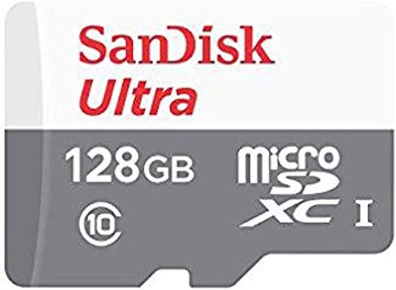 Sandisk 128GB Ultra MicroSD XC I Memory Card, White/Grey