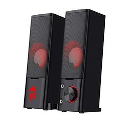 Redragon Wired GS550 ORPHEUS PC Gaming Speakers & 2.0 Channel Stereo Desktop Computer Sound Bar with Compact Manoeuvrable Size Headphone, Black/Red
