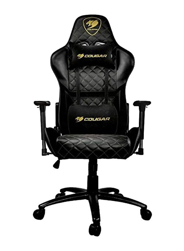 

Generic Cougar Wireless Armor One Royal Steel-Frame Breathable Pvc Leather 180° Recliner System Gaming Chair, 3MARRGLD.0001, Black