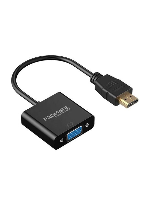 

Promate VGA Converter Adapter Cable, HDMI to VGA for PC/DVD/HDTV/ Laptop, Prolink-H2V, Black