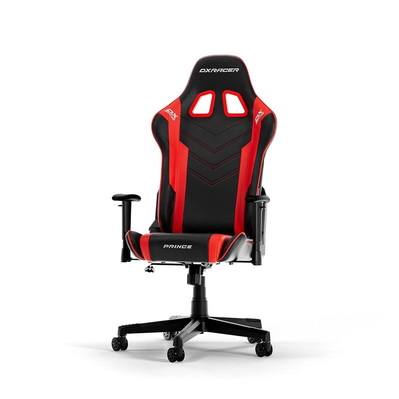 DXRacer Prince Series P132 Gaming Chair, 1D Armrests with Soft Surface, Black  Red