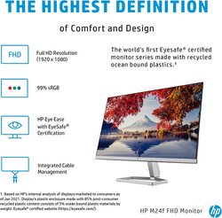 HP 24 Inch Full HD Monitor, M24F, Silver