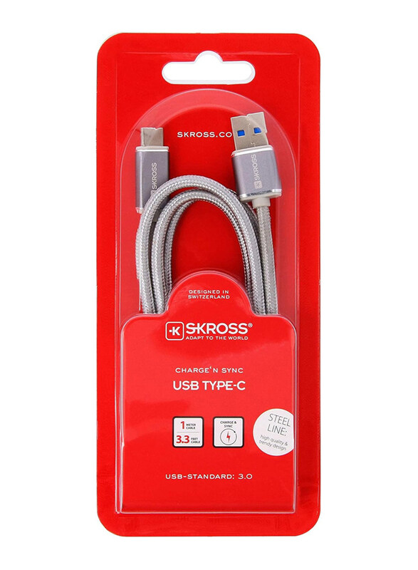 

Skross 1-Meter Data Transfer & Charging Cable, USB 3.0 to USB Type-C for Smartphones/Tablets, Grey