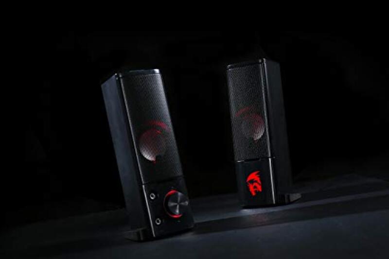 Redragon Wired GS550 ORPHEUS PC Gaming Speakers & 2.0 Channel Stereo Desktop Computer Sound Bar with Compact Manoeuvrable Size Headphone, Black/Red