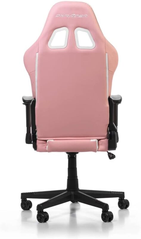 DXRacer Prince Series P132 Gaming Chair, 1D Armrests with Soft Surface, Pink and White