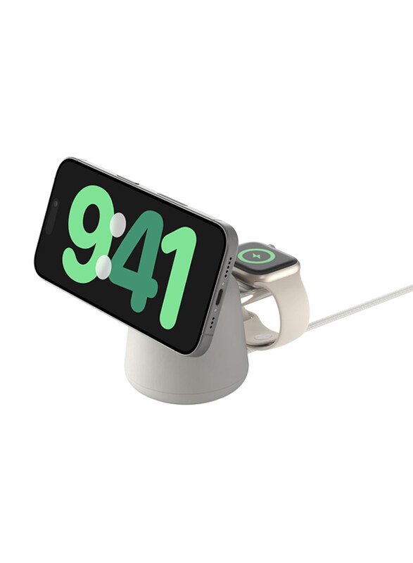 

Belkin Boost Charge Pro 2-in-1 Wireless Charging Dock with MagSafe, White