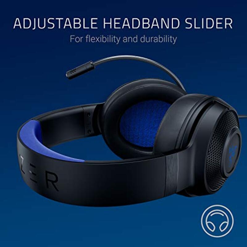 Razer Kraken X Ultralight Wired Gaming Headset for PlayStation PS4 PS3 and PC, Black/Blue
