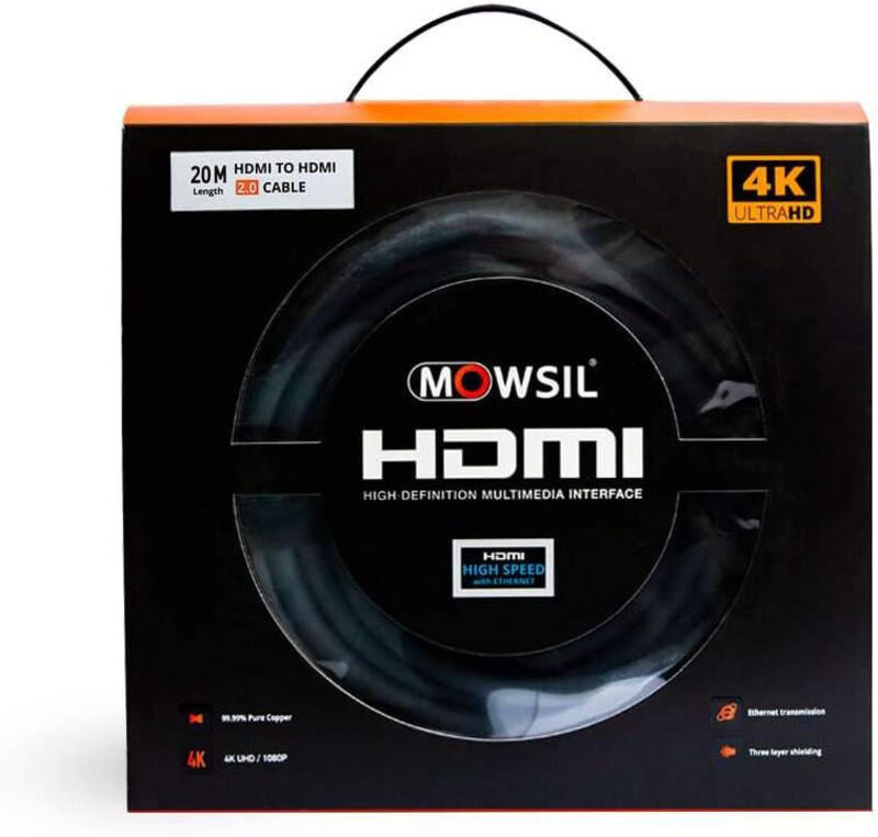 

Mowsil 20-Meter HDMI 4K Cable, HDMI to HDMI for Projector/Television, Black